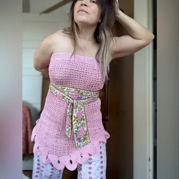 Chasing Unicorns Pink Moon Crochet Midi Skirt, Size S - Picture 3 of 16